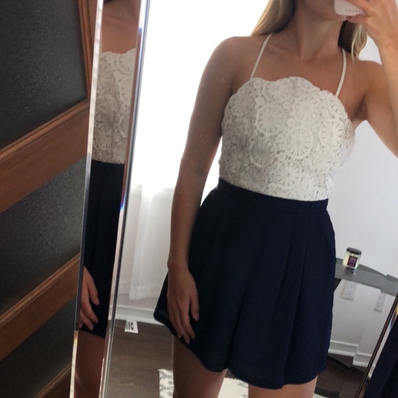 White & Navy Playsuit - Picture 3 of 8
